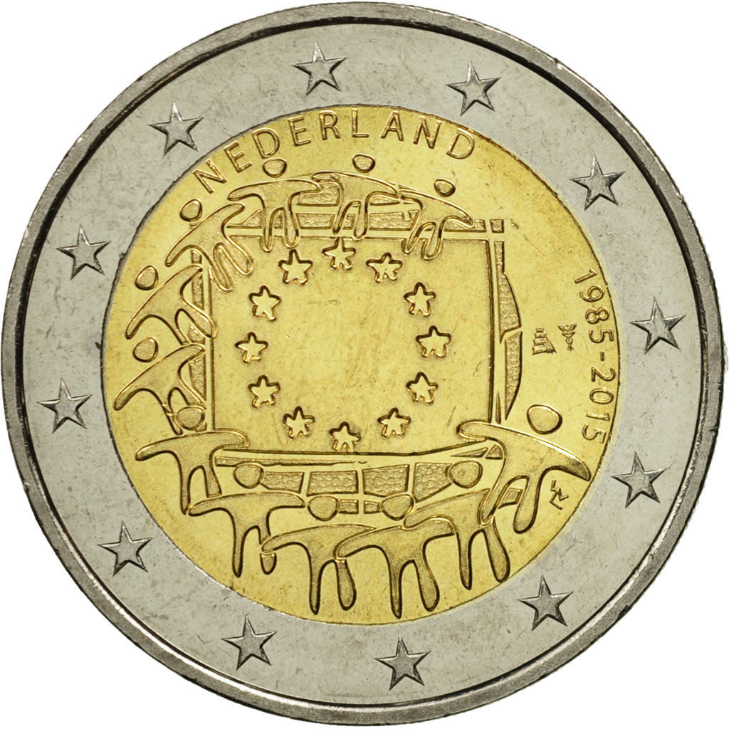 Netherlands, 2 Euro, Flag, 2015, MS(63), Bi-Metallic