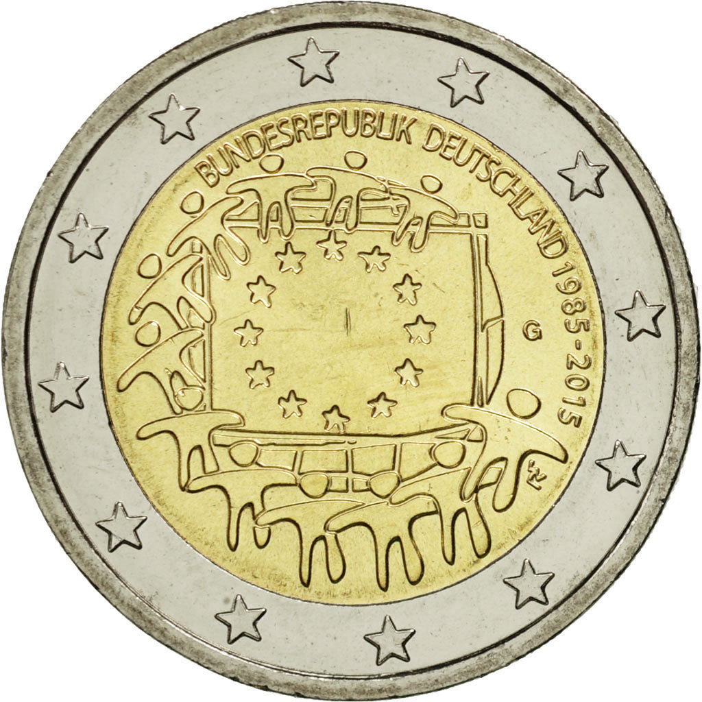 Niemcy, 2 Euro, Flag, 2015, Karlsruhe, MS(63), Bimetaliczny