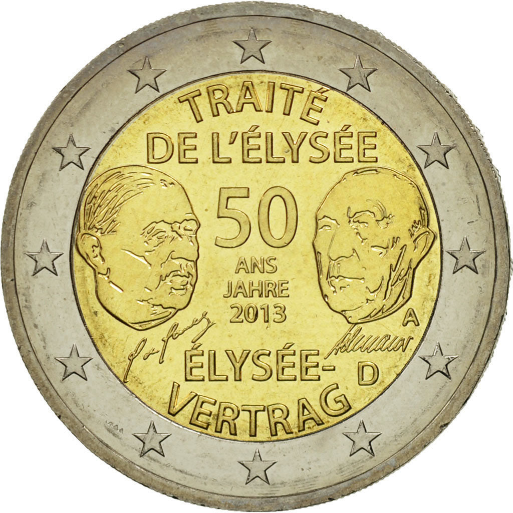 Germany, 2 Euro, Traité de l'Elysée, 2013, MS(63), Bi-Metallic