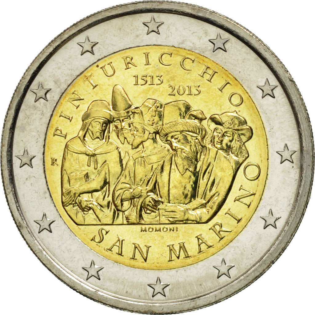 San Marino, 2 Euro, Pinturicchio, 2013, MS(63), Bi-Metallic