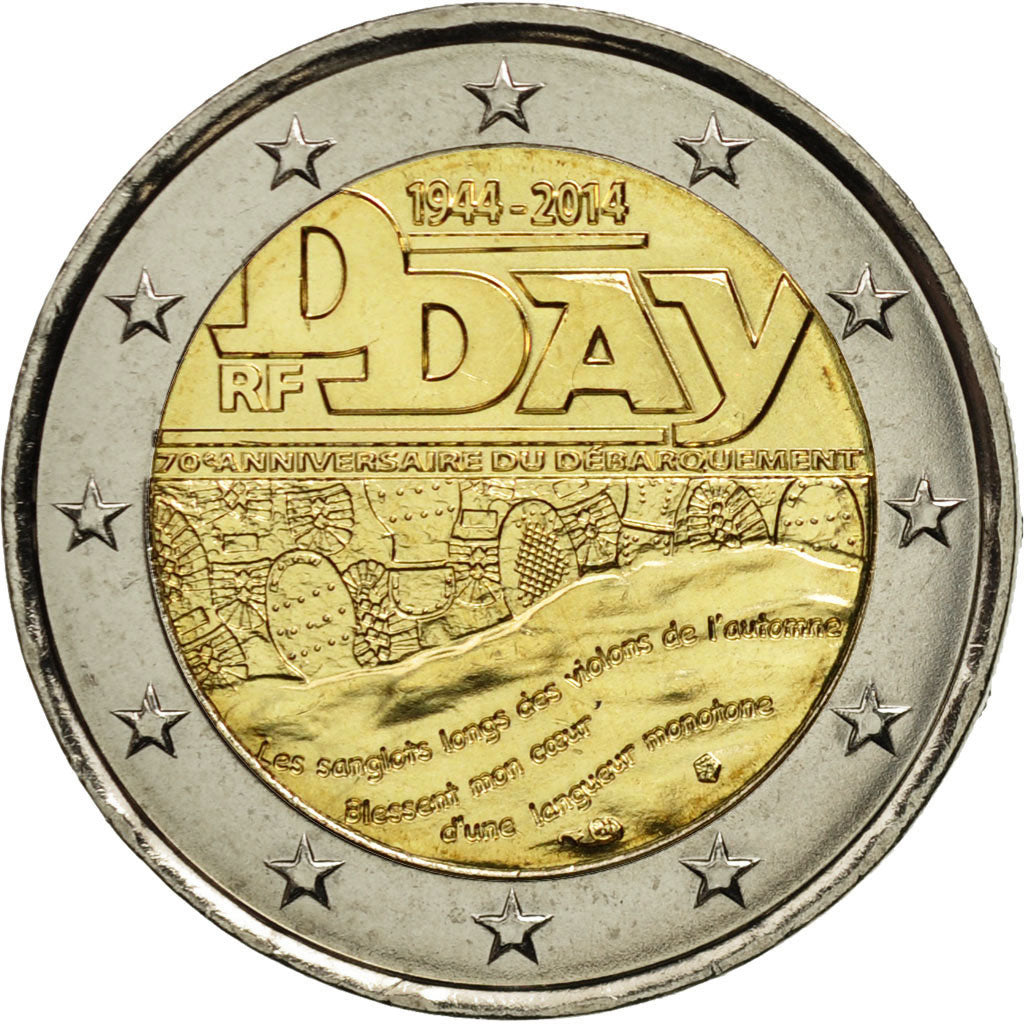 Coin, France, 2 Euro, D-Day, 2014, MS(63), Bi-Metallic