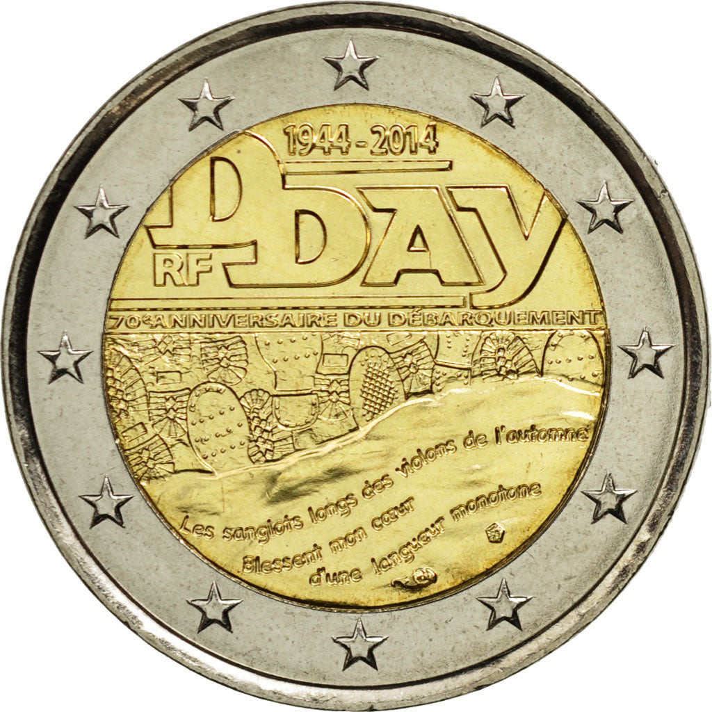 Coin, France, 2 Euro, D-Day, 2014, MS(63), Bi-Metallic