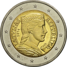 Latvia, 2 Euro, Portrait, 2014, UNZ, Bi-Metallic