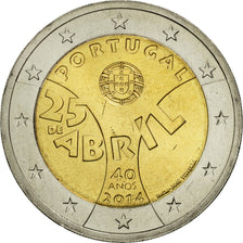 Portugal, 2 Euro, 25 de Abril, 2014, MS(63), Bi-Metallic