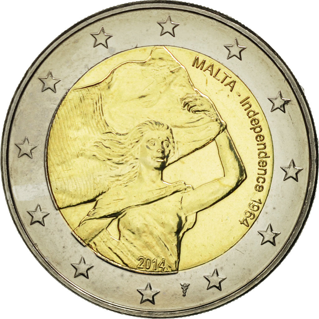 Malta, 2 Euro, Indépendance, 2014, MS(63), Bi-Metallic