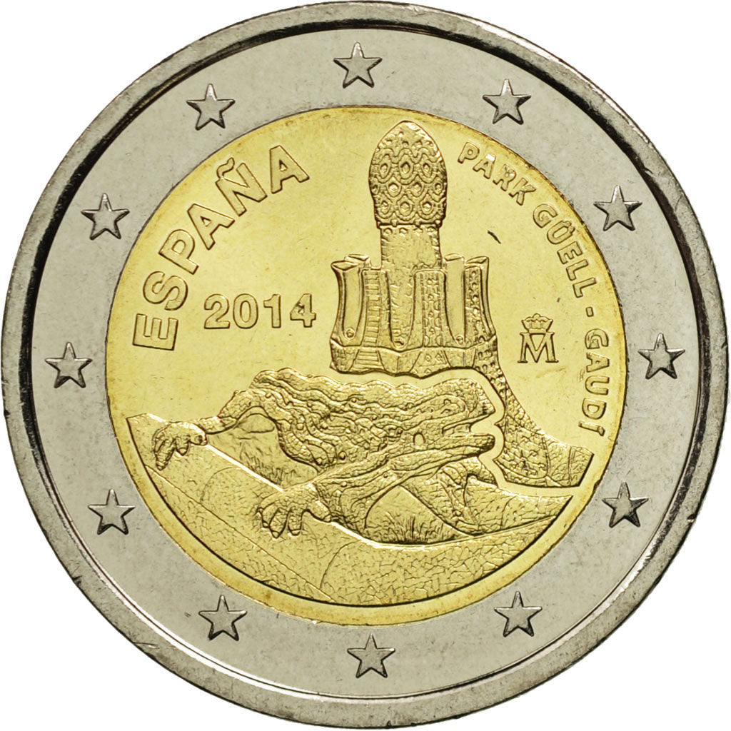 España, 2 Euro, Park Guell-Gaudi, 2014, SC, Bimetálico