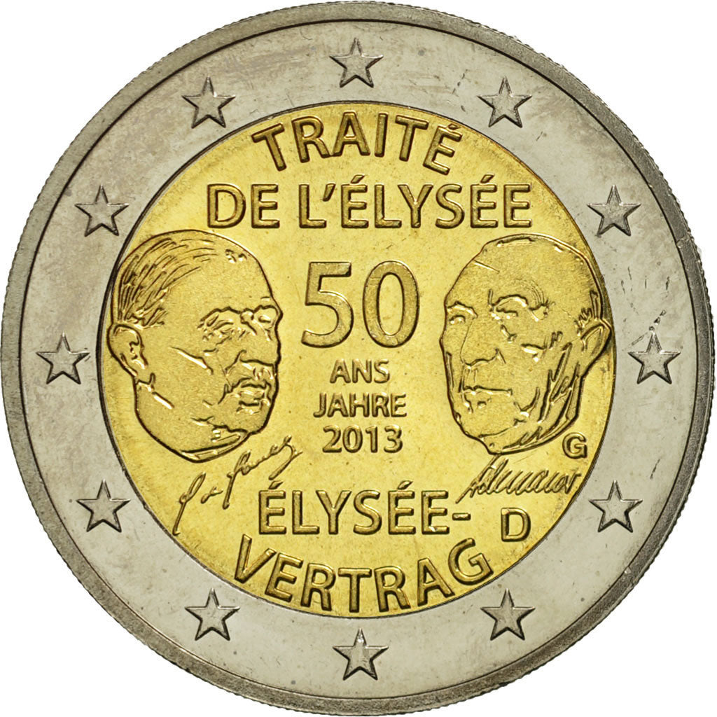 Germania, 2 Euro, Traité de l'Elysée, 2013, SPL, Bi-metallico