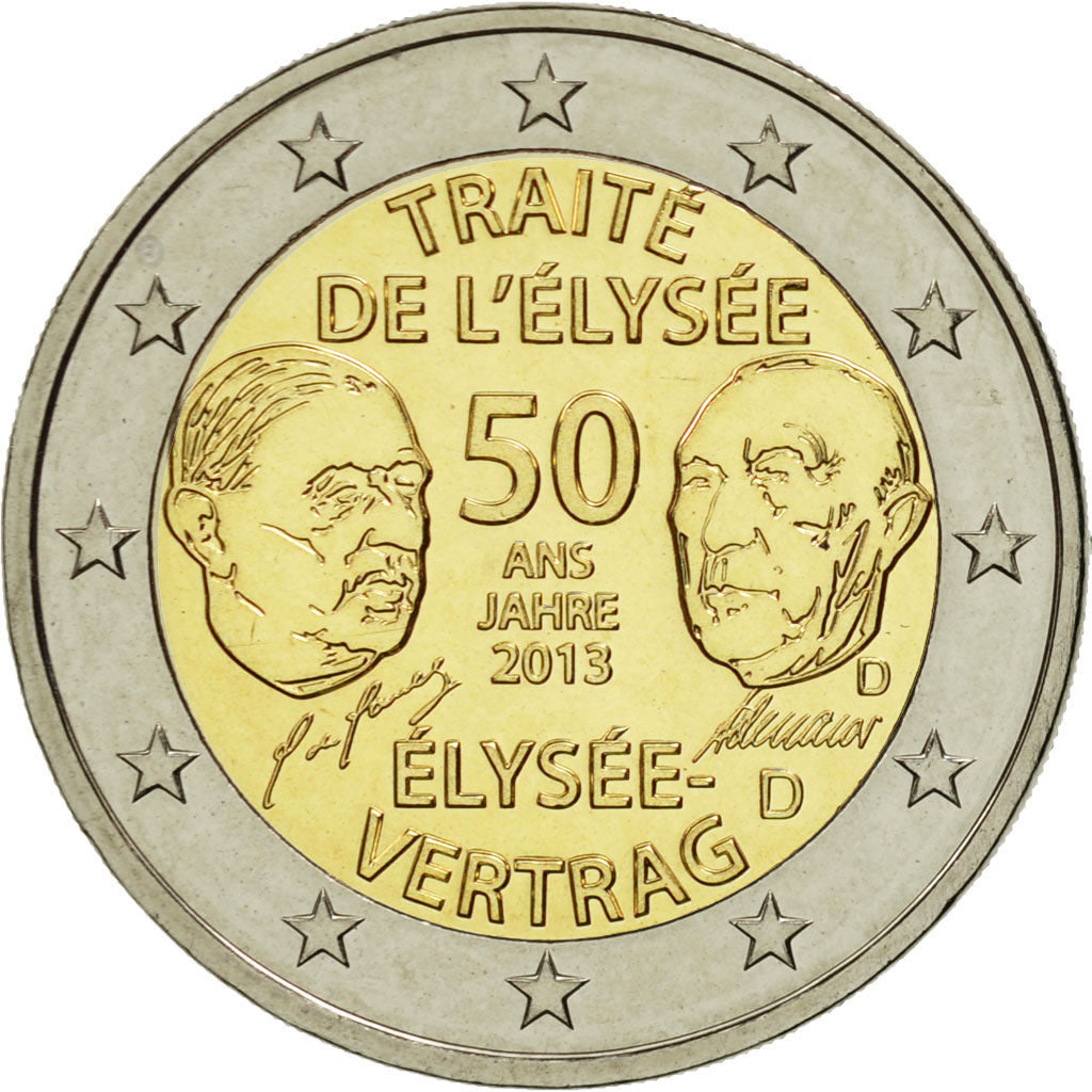 Germany, 2 Euro, Traité de l'Elysée, 2013, MS(63), Bi-Metallic