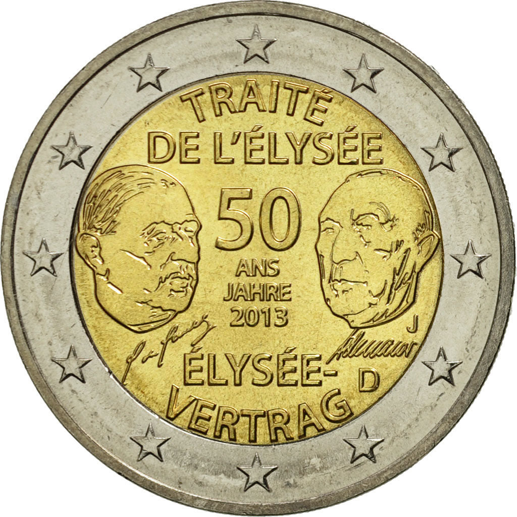Germany, 2 Euro, Traité de l'Elysée, 2013, MS(63), Bi-Metallic