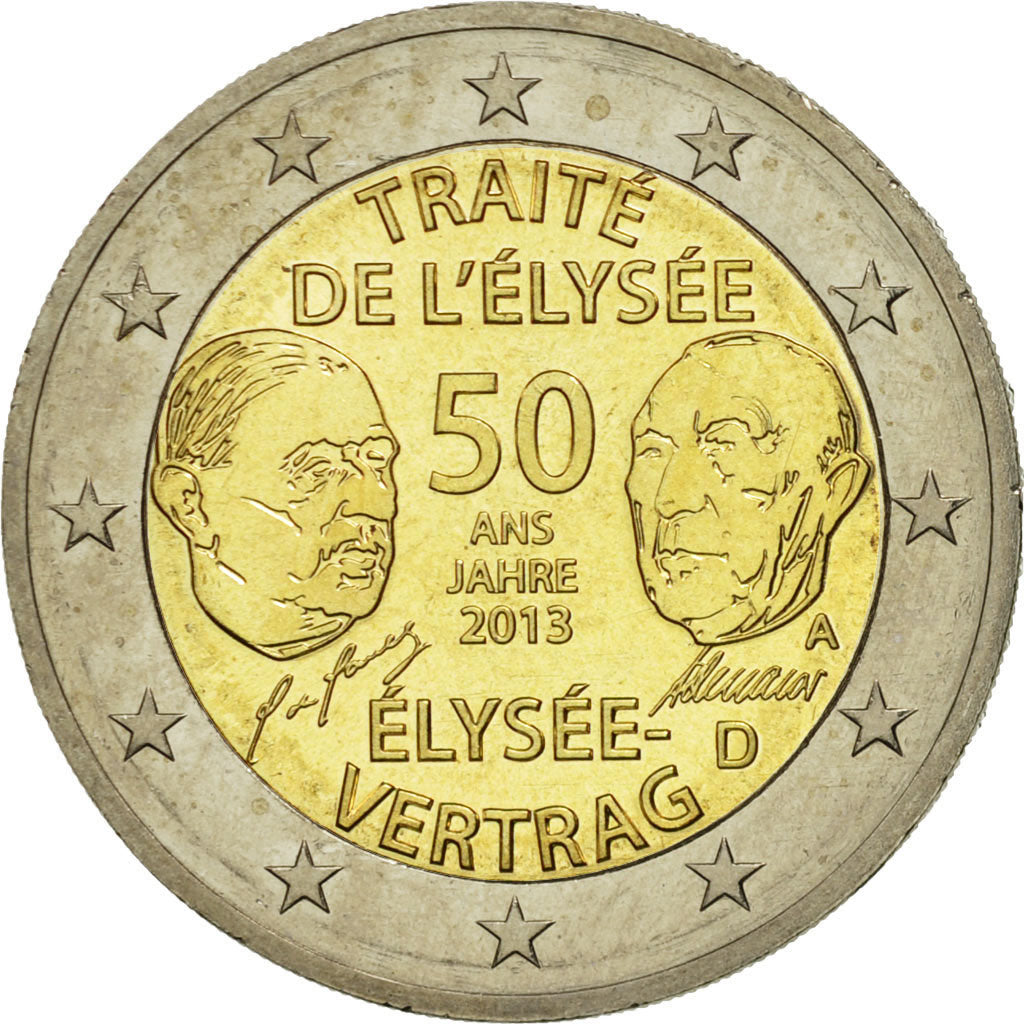 Germany, 2 Euro, Traité de l'Elysée, 2013, MS(63), Bi-Metallic