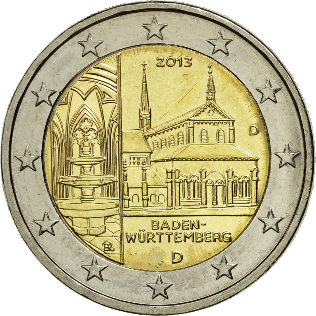 Niemcy, 2 Euro, Baden-Wurttemberg, 2013, Munich, MS(63), Bimetaliczny