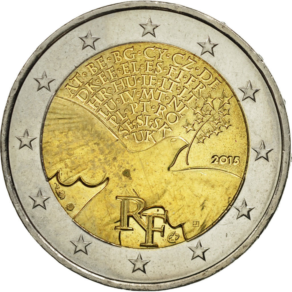 Coin, France, 2 Euro, Peace, 2015, MS(63), Bi-Metallic