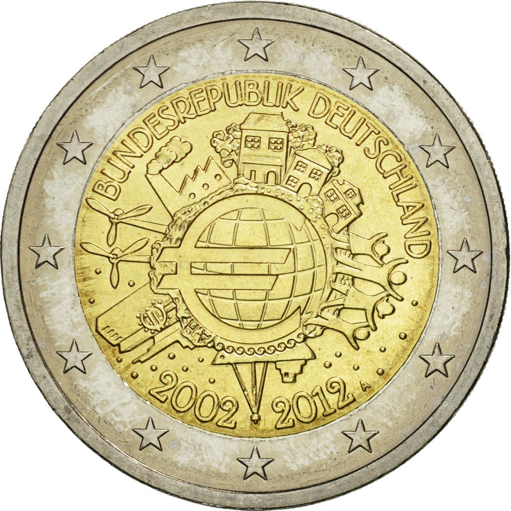 Deutschland, 2 Euro, 10 years euro, 2012, UNZ, Bi-Metallic