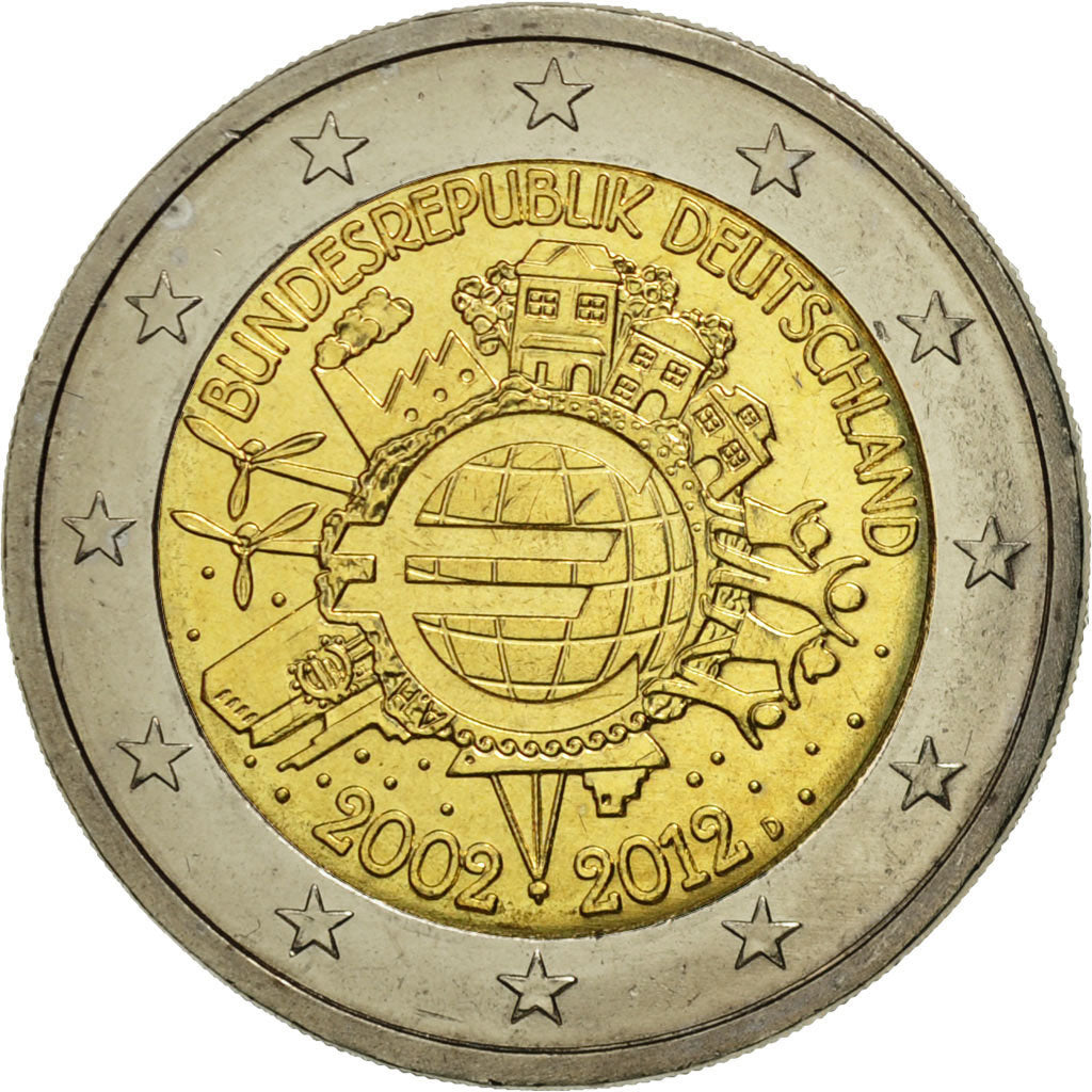Germany, 2 Euro, 10 years euro, 2012, MS(63), Bi-Metallic
