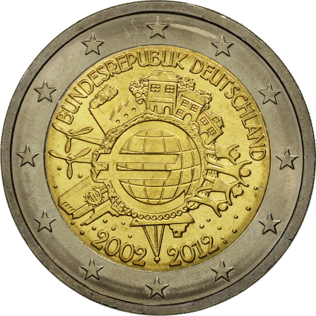 Germany, 2 Euro, 10 years euro, 2012, MS(63), Bi-Metallic