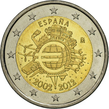 Hiszpania, 2 Euro, 10 years euro, 2012, MS(63), Bimetaliczny