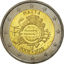 Malta, 2 Euro, 10 years euro, 2012, MS(63), Bi-Metallic