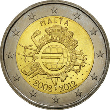 Malta, 2 Euro, 10 years euro, 2012, MS(63), Bi-Metallic