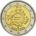 Belgia, 2 Euro, 10 years euro, 2012, MS(63), Bimetaliczny