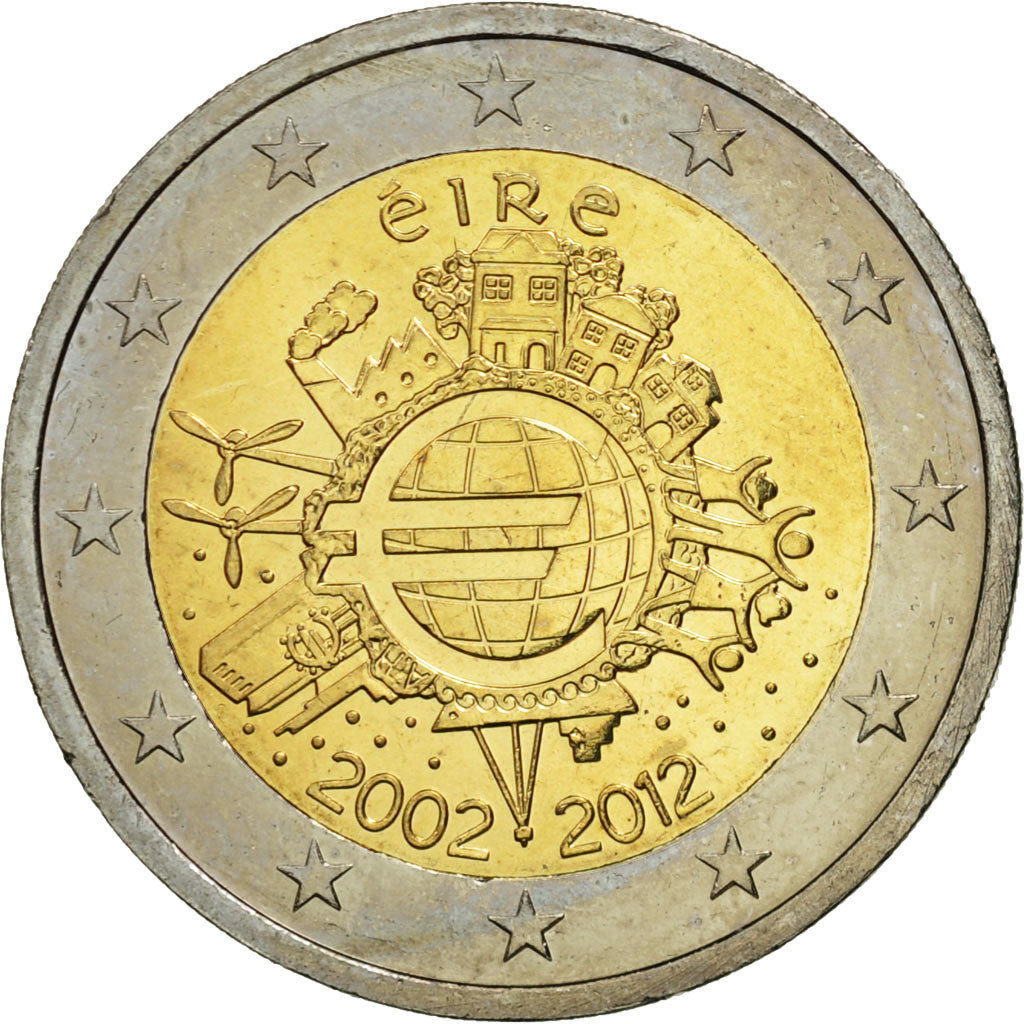 Ireland, 2 Euro, 10 years euro, 2012, MS(63), Bi-Metallic