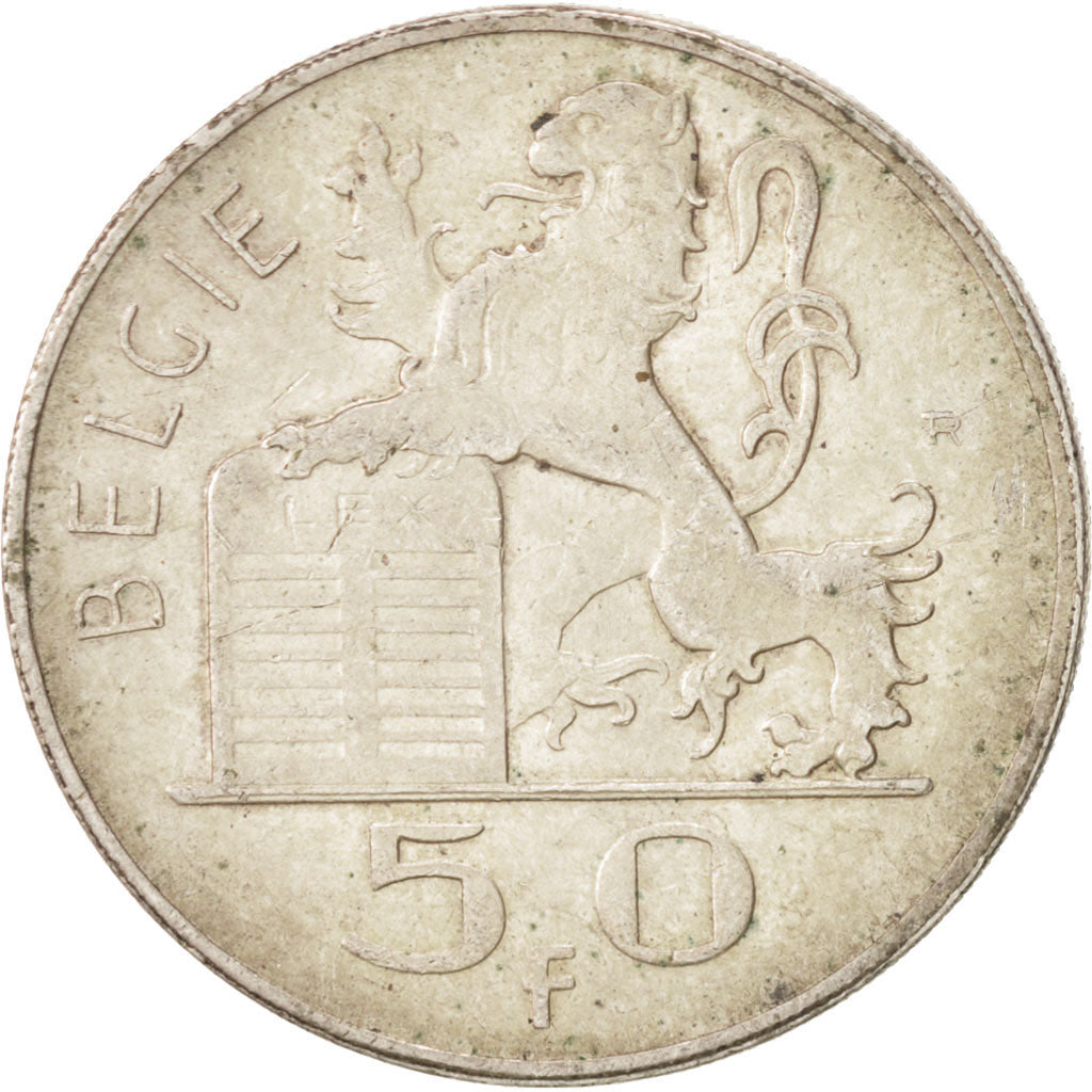 Belgio, 50 Francs, 50 Frank, 1948, BB+, Argento, KM:137