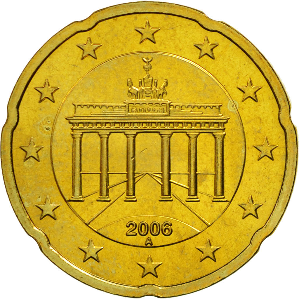 GERMANY - FEDERAL REPUBLIC, 20 Euro Cent, 2006, MS(63), Brass, KM:211
