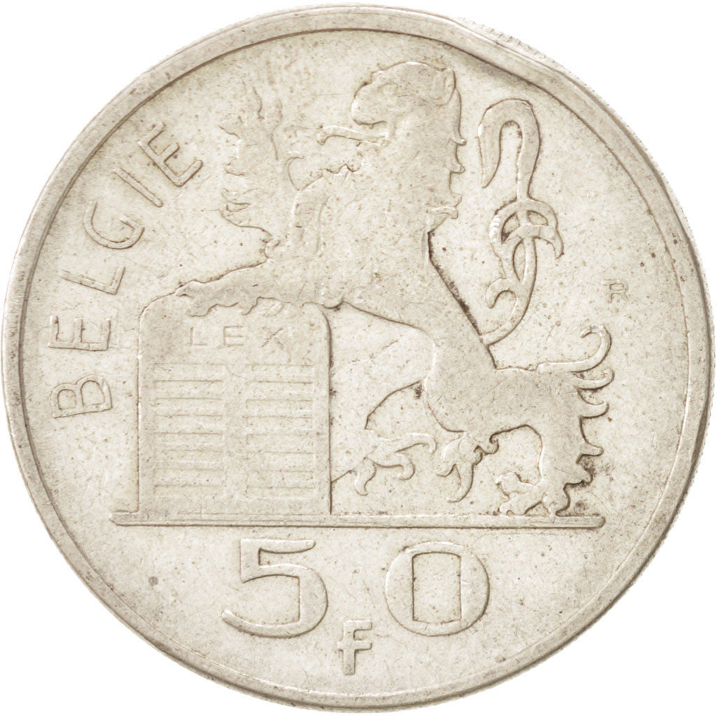 BELGIUM, 50 Francs, 50 Frank, 1950, KM #137, EF(40-45), Silver, 30, 12.40