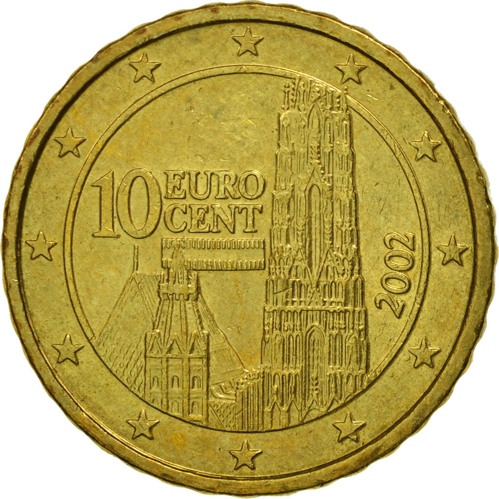 Austria, 10 Euro Cent, 2002, SC, Latón, KM:3085