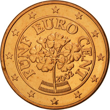 Austria, 5 Euro Cent, 2002, SPL, Acciaio placcato rame, KM:3084