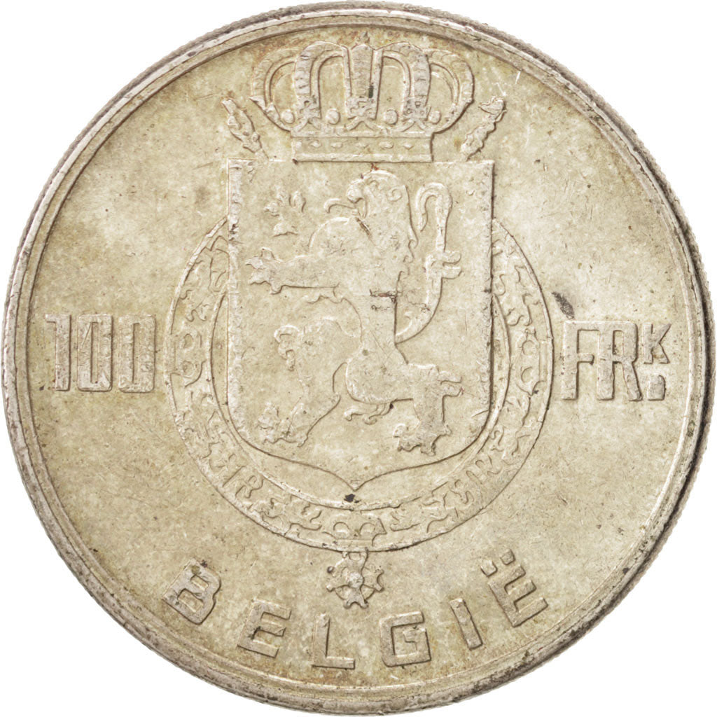 BELGIUM, 100 Francs, 100 Frank, 1951, KM #139.1, AU(50-53), Silver, 33, 18.11
