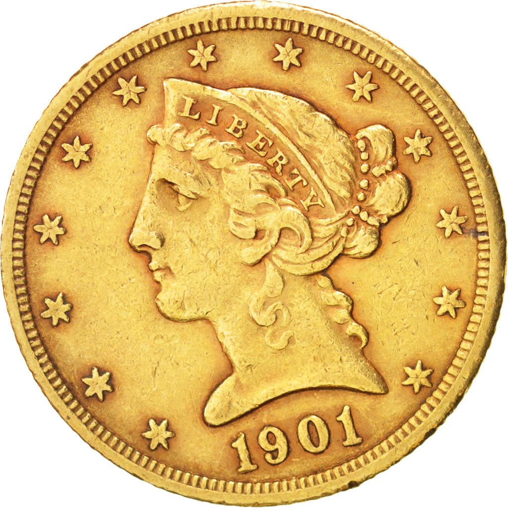 UNITED STATES, Coronet Head, $5, Half Eagle, 1901, U.S. Mint, KM #101,...