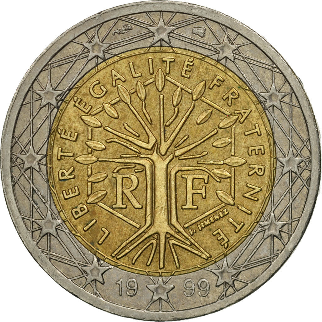 France, 2 Euro, 1999, EF(40-45), Bi-Metallic, KM:1289