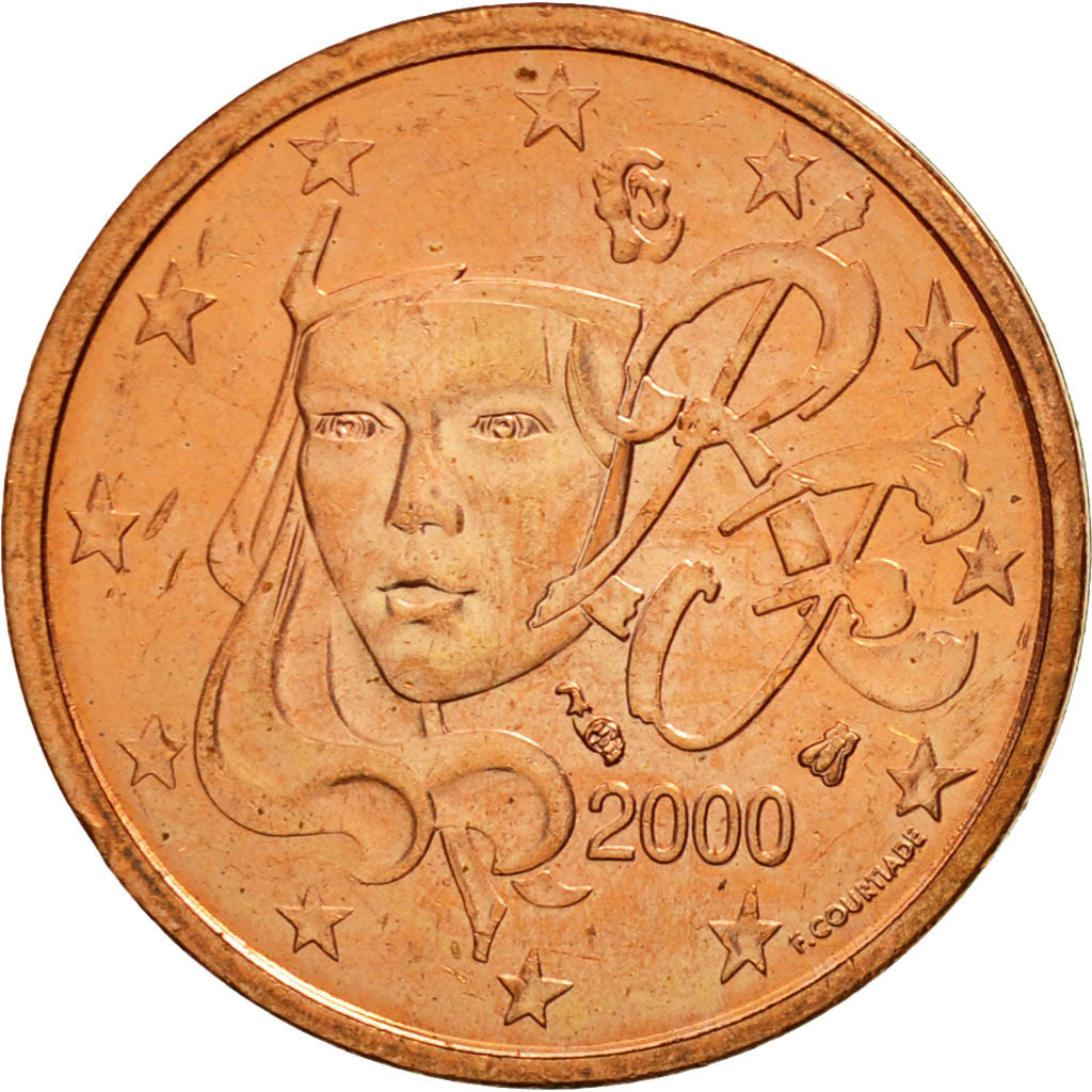 Coin, France, 2 Euro Cent, 2000, MS(63), Copper Plated Steel, KM:1283