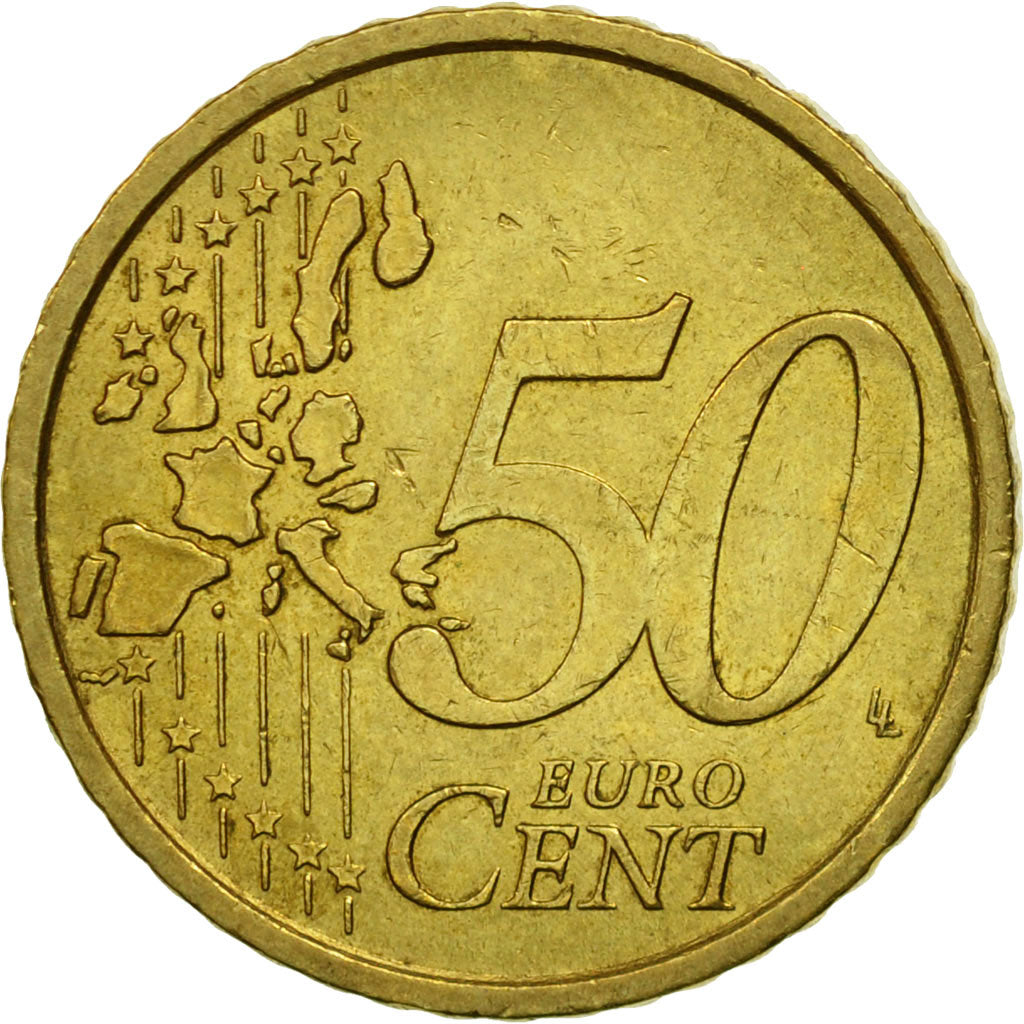 Italy, 50 Euro Cent, 2002, MS(63), Brass, KM:215