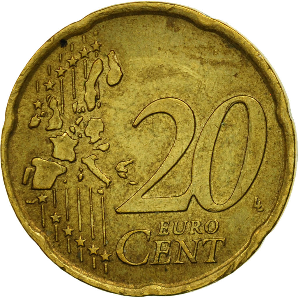 Italy, 20 Euro Cent, 2002, MS(63), Brass, KM:214