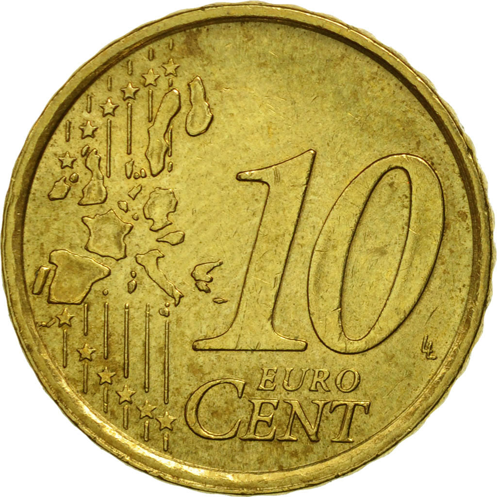 Italy, 10 Euro Cent, 2002, MS(63), Brass, KM:213
