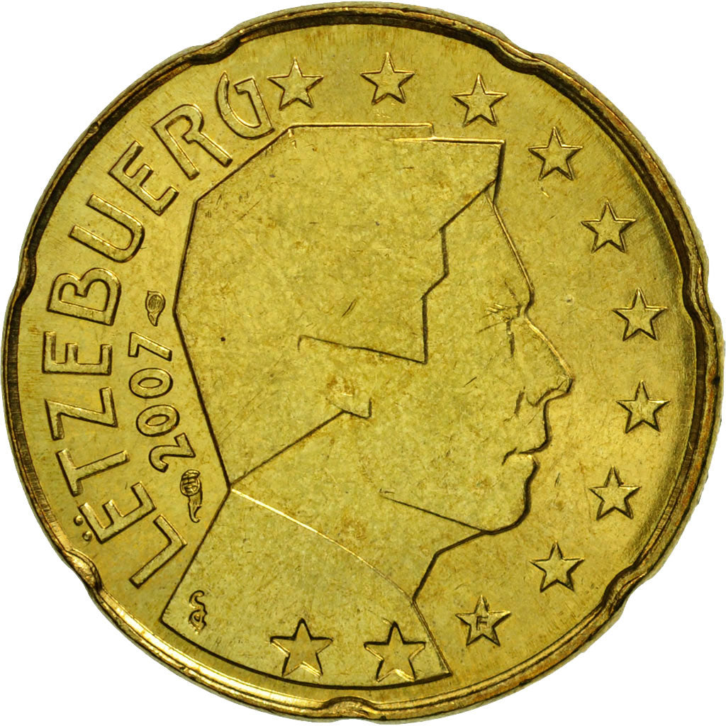 Luxembourg, 20 Euro Cent, 2007, MS(63), Brass, KM:90