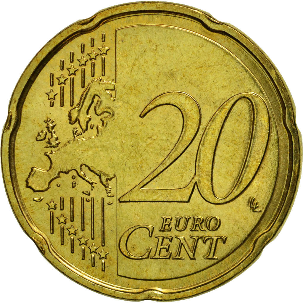 Luxembourg, 20 Euro Cent, 2007, MS(63), Brass, KM:90