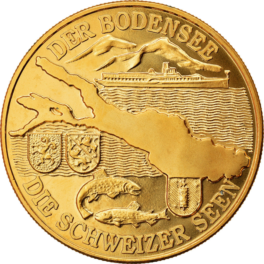 Switzerland, Medal, Der Bodensee, Die Schweizer Seen, MS(64), Copper-Nickel Gilt