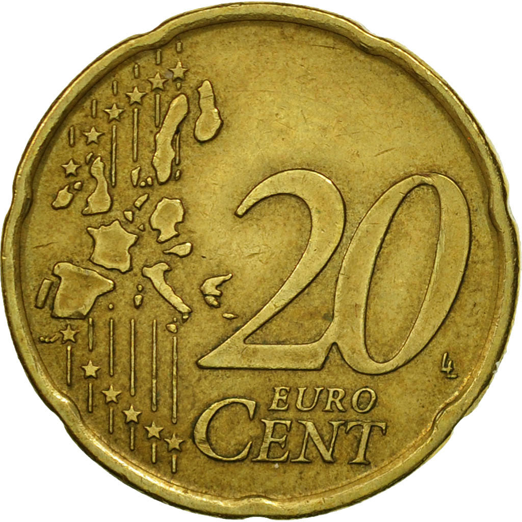 Portogallo, 20 Euro Cent, 2002, SPL, Ottone, KM:744