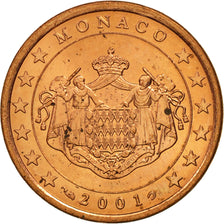 Monaco, 5 Euro Cent, 2001, MS(63), Copper Plated Steel, KM:169