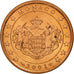Monaco, 5 Euro Cent, 2001, MS(63), Copper Plated Steel, KM:169