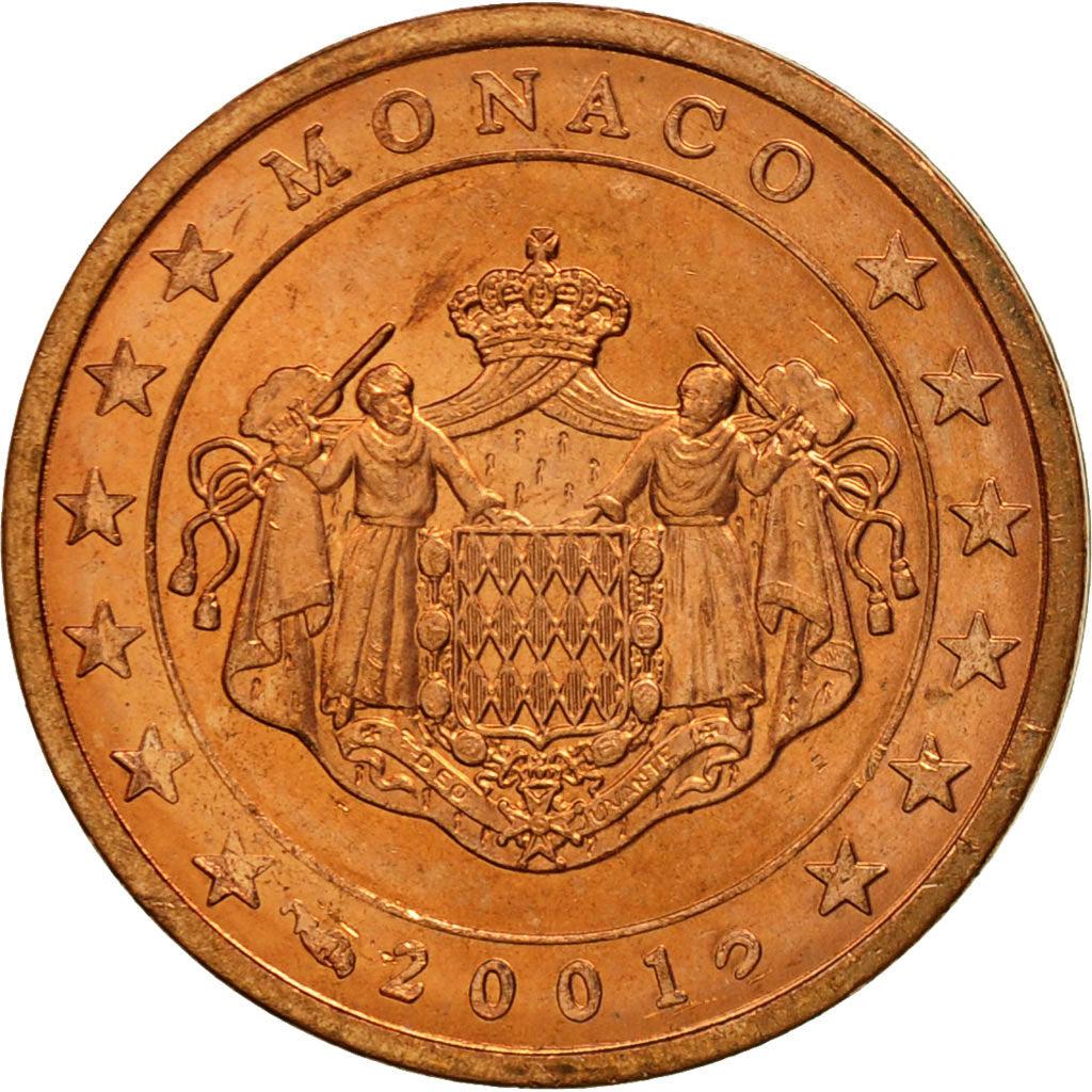 Monaco, 2 Euro Cent, 2001, MS(63), Copper Plated Steel, KM:168