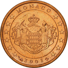 Monaco, Euro Cent, 2001, MS(63), Copper Plated Steel, KM:167