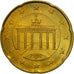 GERMANY - FEDERAL REPUBLIC, 20 Euro Cent, 2002, MS(63), Brass, KM:211