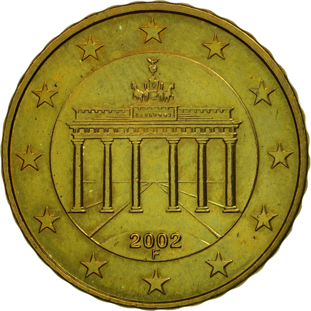 GERMANY - FEDERAL REPUBLIC, 10 Euro Cent, 2002, MS(63), Brass, KM:210