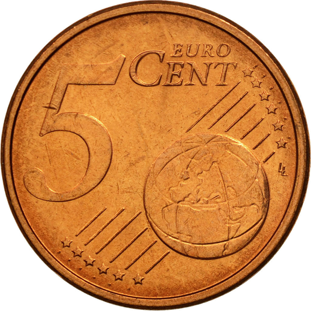 Niemcy - RFN, 5 Euro Cent, 2002, Stuttgart, MS(63), Miedź platerowana stalą