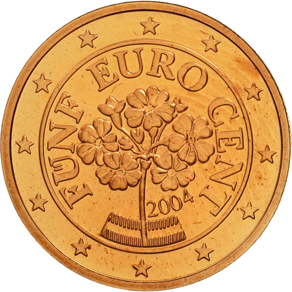 Austria, 5 Euro Cent, 2004, MS(63), Copper Plated Steel, KM:3084