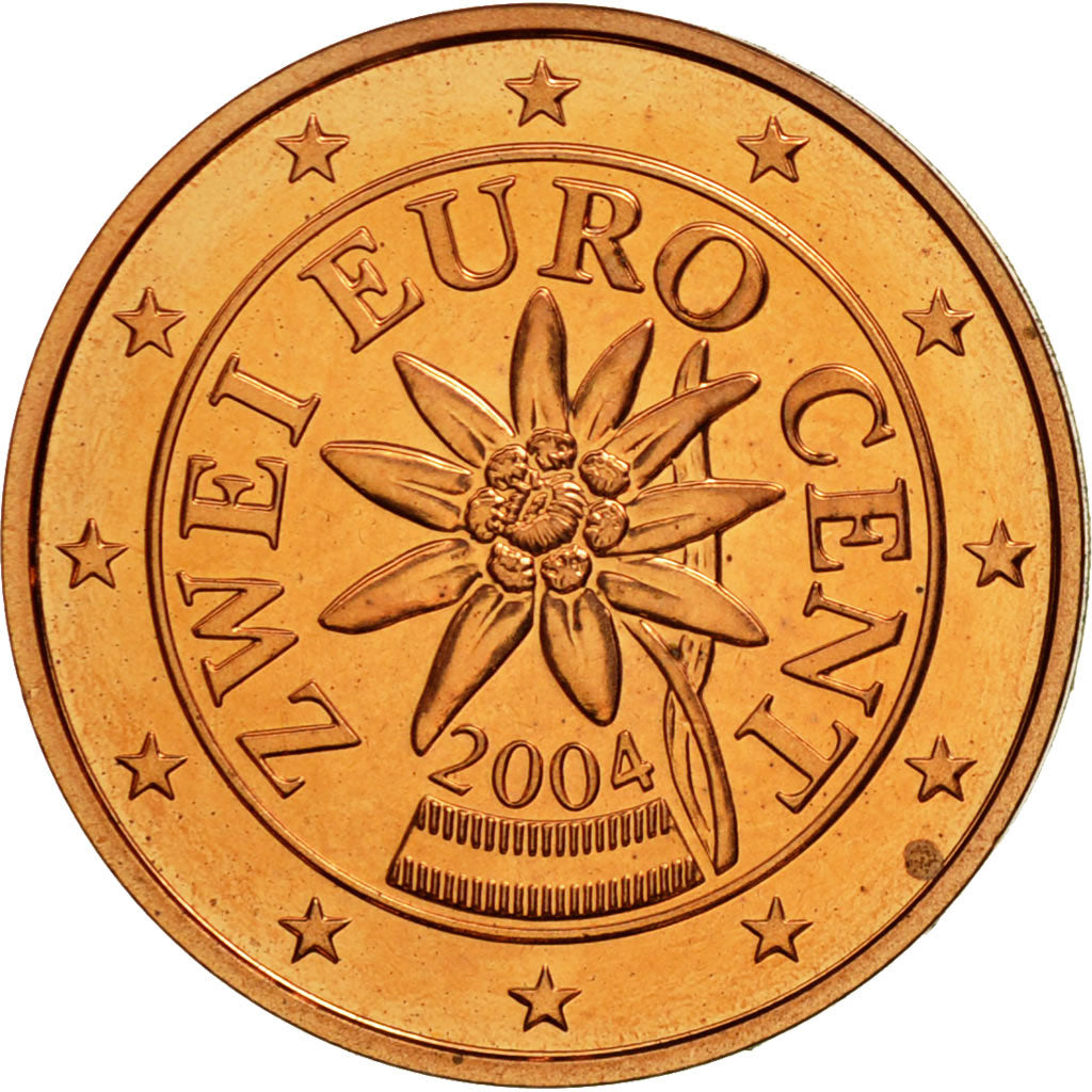 Österreich, 2 Euro Cent, 2004, UNZ, Copper Plated Steel, KM:3083