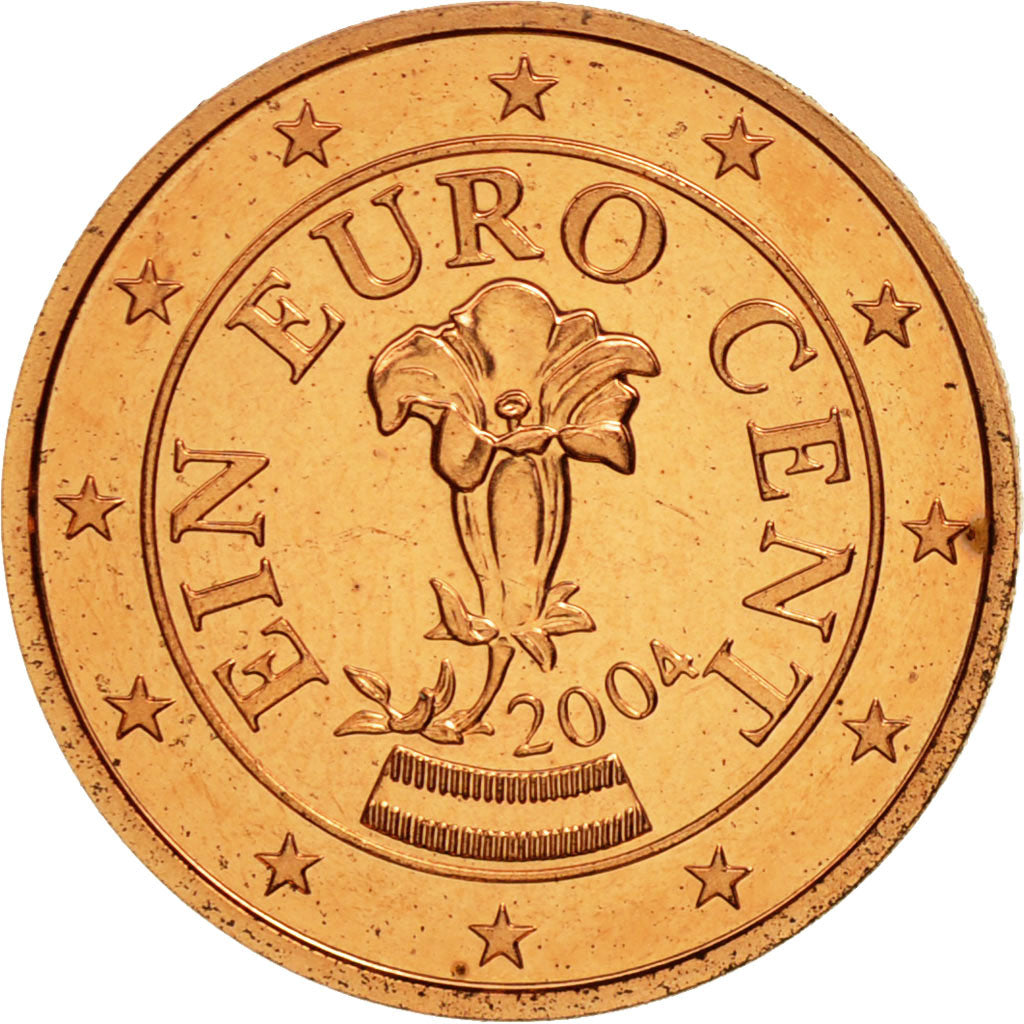 Österreich, Euro Cent, 2004, UNZ, Copper Plated Steel, KM:3082